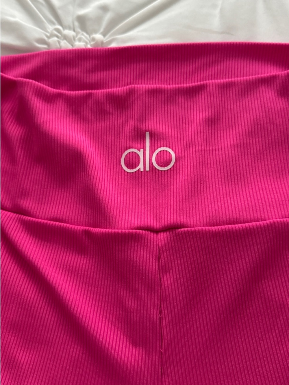 ALO Yoga Hot Pink Ribbed Bralette with White Logo - Picture 6 of 8